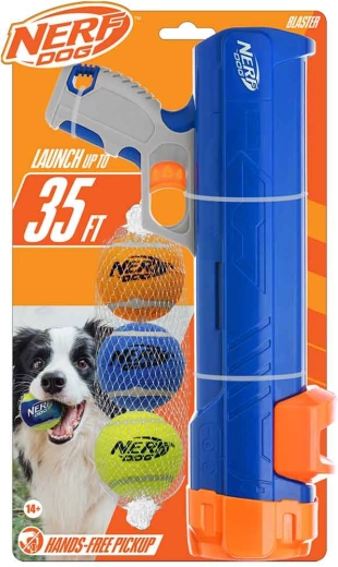 Nerf Dog izbacivač loptica 30 cm bez kopče + 3 zviždeće teniske loptice 5 cm