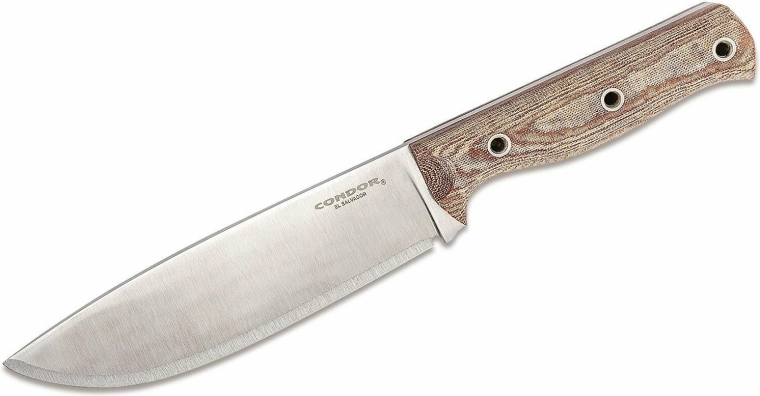 Outdoor nož Condor Low Drag, 16,7 cm, satenski završetak oštrice, smeđa Micarta, kožna futrola
