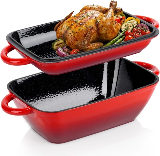 Lijevana emajlirana posuda za pečenje 2-u-1 s poklopcem CAST ENAMEL 3,5 / 1,5 l