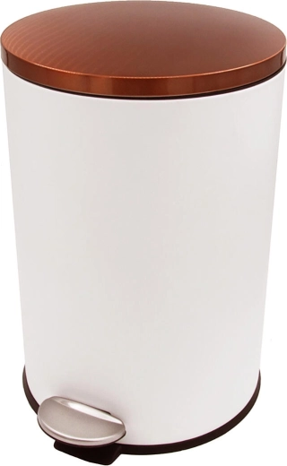 Pedalna kanta za otpad 20 l okrugla bijela s bakrenim poklopcem