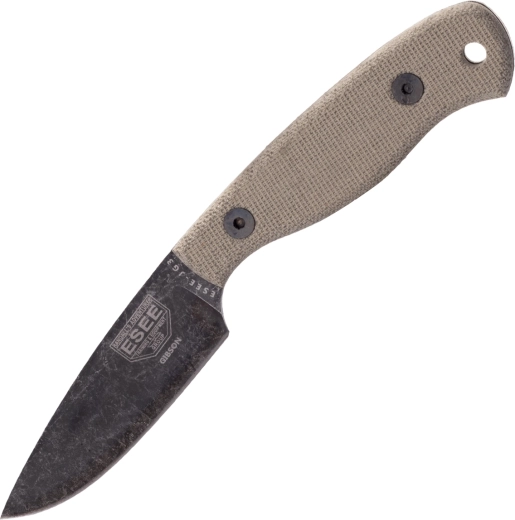 ESEE JG3 Camp-Lore bushcraft nož 8,9 cm, stonewash crni oksid, smeđa micarta, kožna futrola