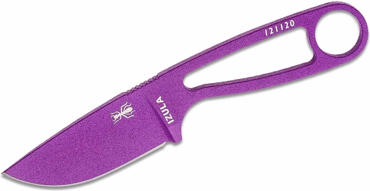 ESEE Izula – ljubičasti vratni nož od ugljičnog čelika s bijelom futrolom