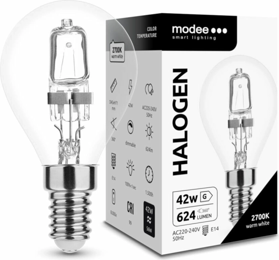 Halogena žarulja mini globe 42 W E14 toplo bijela MODEE ECO