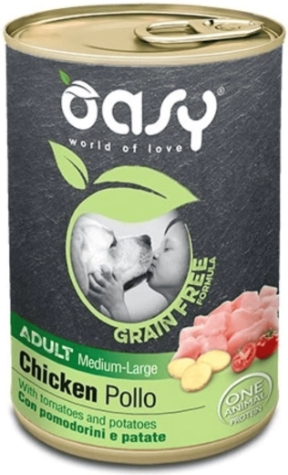 Oasy Grain Free konzerva za odrasle pse srednjih i velikih pasmina s piletinom, 400 g