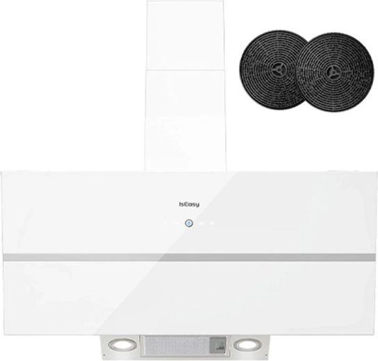 Zidna kuhinjska napa ISEASY 90 cm, nakošena, A++, 594 m³/h, bijela