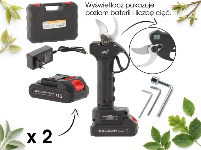 Akumulatorske vrtne škare 21 V, rez do 30 mm