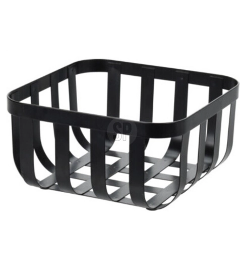 Metalna kvadratna košara za voće 19 × 19 × 9 cm – mat crna, industrijski loft