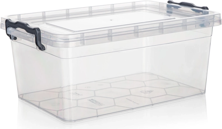 Spremnik GEMA 9 l s poklopcem i kopčama, proziran