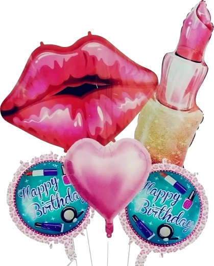 Set rođendanskih balona za djevojke – ruž, usne i Happy Birthday, 5 kom