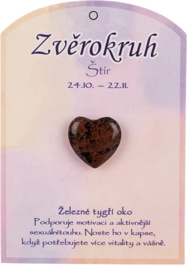 Kamen od prirodnog željeznog tigrovog oka u obliku srca – Škorpion