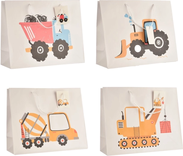 Poklon vrećica – strojevi 26 × 10 × 32 cm (miks 4 dizajna)