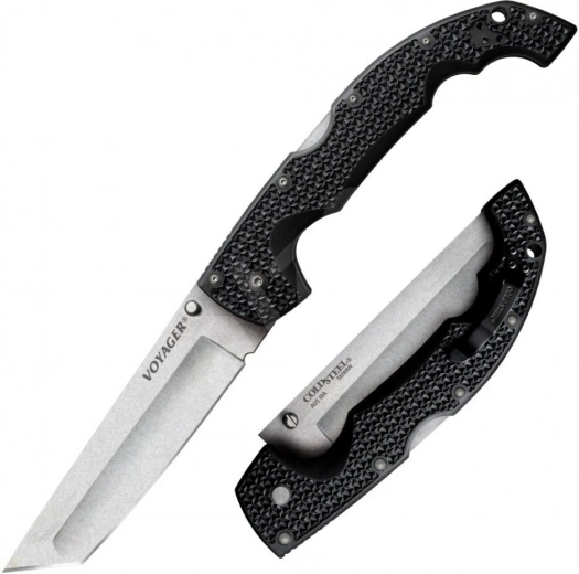 Taktički sklopivi nož Cold Steel Voyager Extra Large Clip Point, glatko sječivo, crni