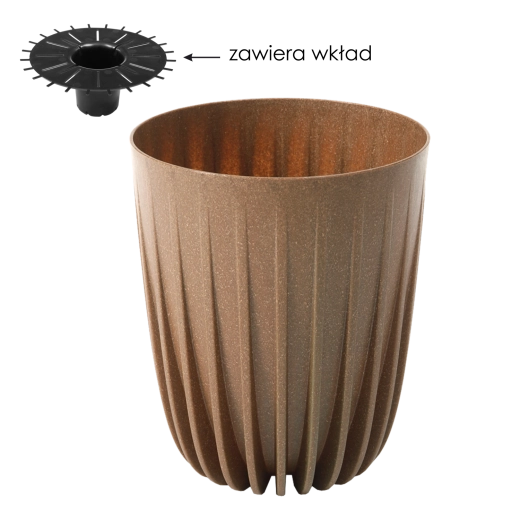 Lončanica Mira Eco Wood 25 cm prirodno drvo s odvodnom uloškom