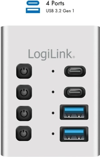 USB čvorište 4× USB 3.2 Gen 1 s individualnim prekidačima i 2‑u‑1 USB‑A/USB‑C kabelom LOGILINK