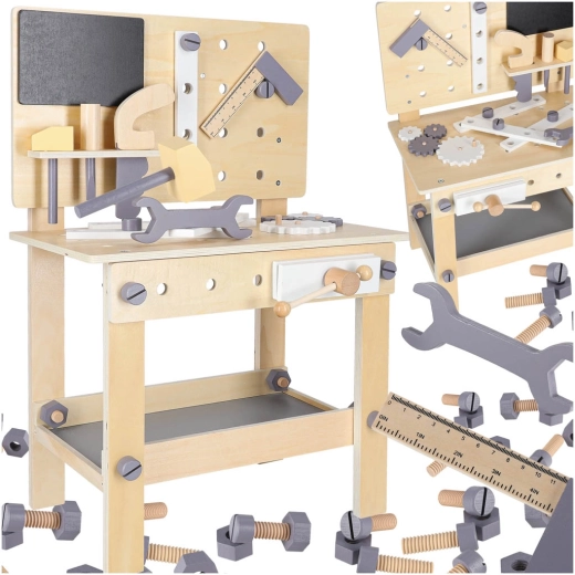 Drveni dječji radni stol s alatom