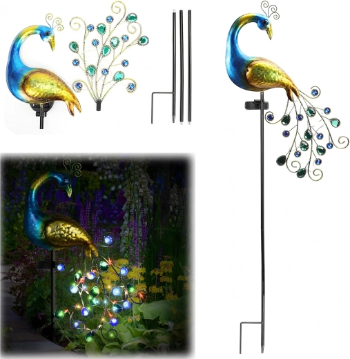 Solarno paunovo vrtno svjetlo za zabijanje