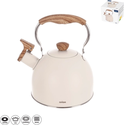 Nehrđajući čajnik sa zviždaljkom bež 1,5 l