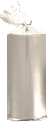 Srebrna metalik stupna svijeća 7 × 14 cm