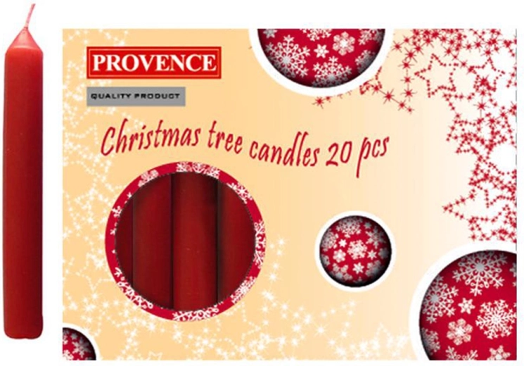 Božićne svijeće Provence 10 cm, crvene, 20 kom