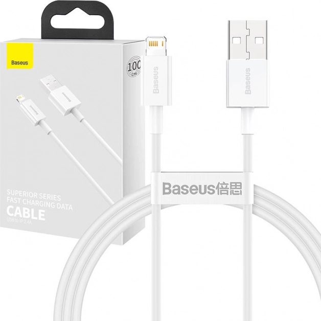 Baseus Superior USB-A na Lightning kabel 1 m, brzo punjenje 2,4 A (bijeli)