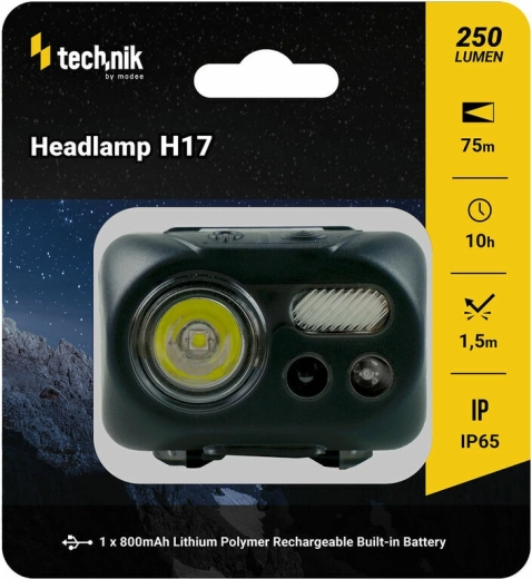 Technik MT-H17 naglavna svjetiljka s gumiranjem, LED CREE L2, Micro-USB, crveno svjetlo
