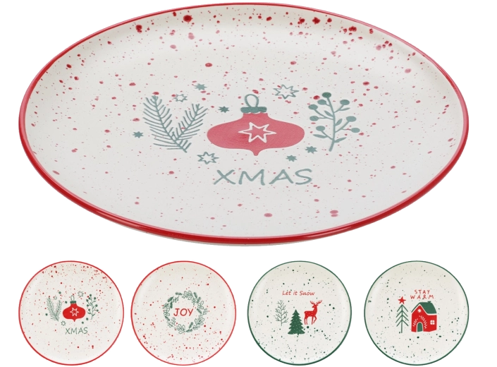 Božićni desertni tanjur 20 cm od porculana New Bone China s motivom soba