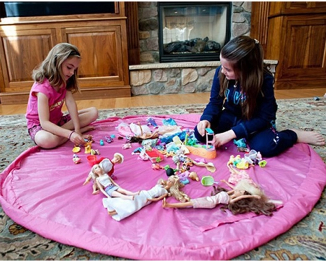 Dječja podloga za igru i vreća za igračke ružičasta