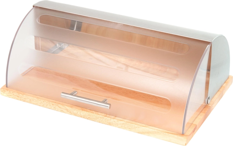 Posuda za kruh GRANDE s drvenom bazom i poklopcem od nehrđajućeg čelika, 39 × 28,5 × 15 cm