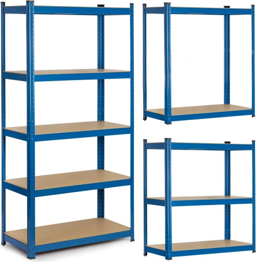 Metalni regal HUMBERG 180 × 90 × 30 cm, plavi, 5 polica, 875 kg