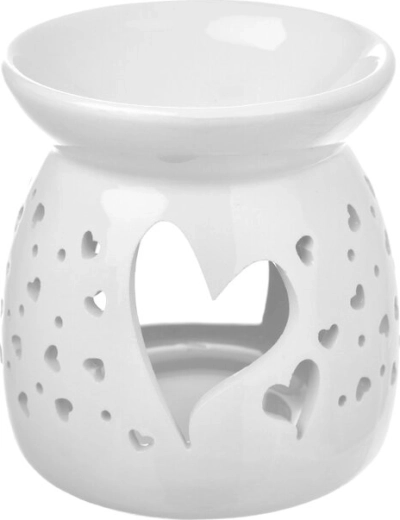 Porculanska aroma lampa s motivom srca, bijela