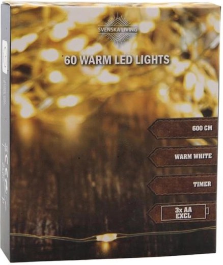 Božićni svjetleći lanac 60 LED s timerom 6 m