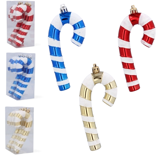 Set od 4 božićna ukrasa u obliku štapića od šećera 13 cm