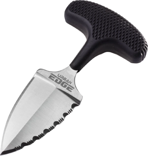 Tlačna bodeža Cold Steel Urban Edge 50/50 zarez, 6,4 cm, crna, Kray-Ex, futrola Secure-Ex