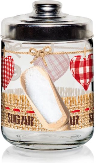 Staklena staklenka s poklopcem Cerve Valentina 800 ml za šećer sa srcem