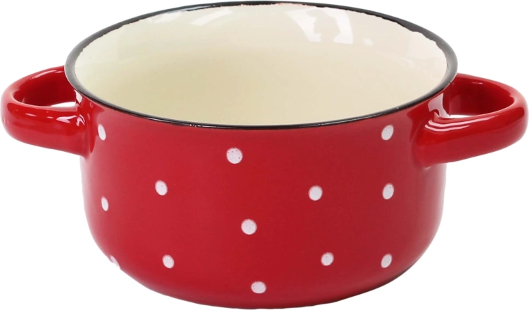 Keramička zdjelica crvena s bijelim točkicama 580 ml