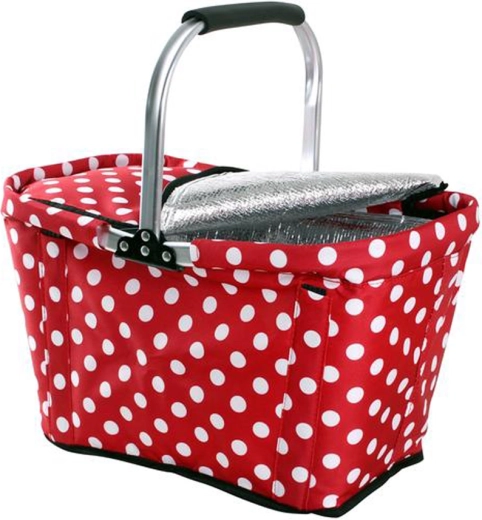 Sklopiva termo košara s patentnim zatvaračem TORO, crveni točkasti uzorak