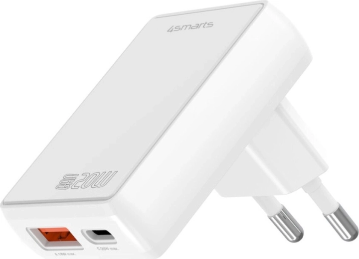 Mrežni punjač FlatPlug Duos 20W USB‑C + USB‑A bijeli