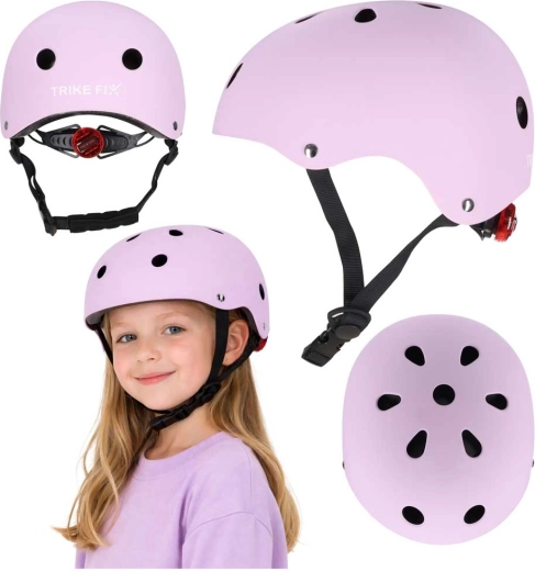 Dječja biciklistička kaciga s LED TRIKE FIX, veličina M (55–58 cm), ljubičasta