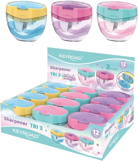 Šiljilo Keyroad Tri Plus pastelno, trostruko s velikokapacitetnim spremnikom
