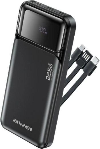 Awei powerbank 10000 mAh s ugrađenim kabelima