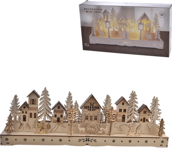 Drvena kućica s LED rasvjetom smeđa 45 × 6 × 15 cm