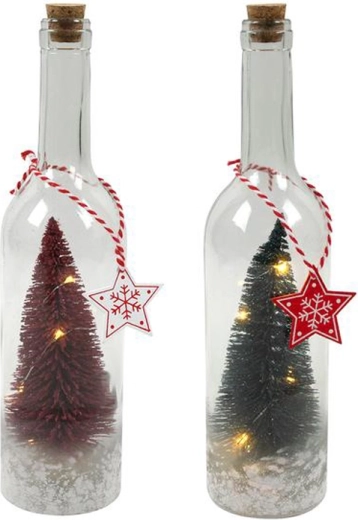 Staklena dekorativna boca s LED borom 29 cm, mješavina boja