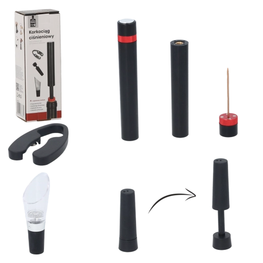 Set od 4 vinska dodatka s tlačnom vadičepom