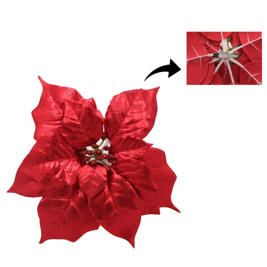 Umjetna božićna zvijezda 25 cm s kopčom – crvena, set 12 kom