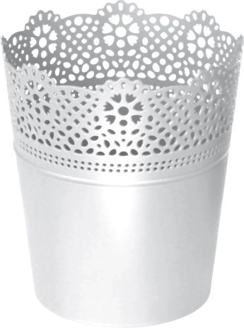 Lončanica s čipkom LACE 13,5 cm bijela
