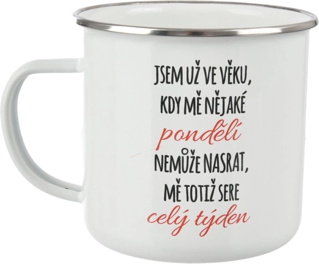 Emajlirani limeni lončić Ponedjeljak 500 ml bijeli