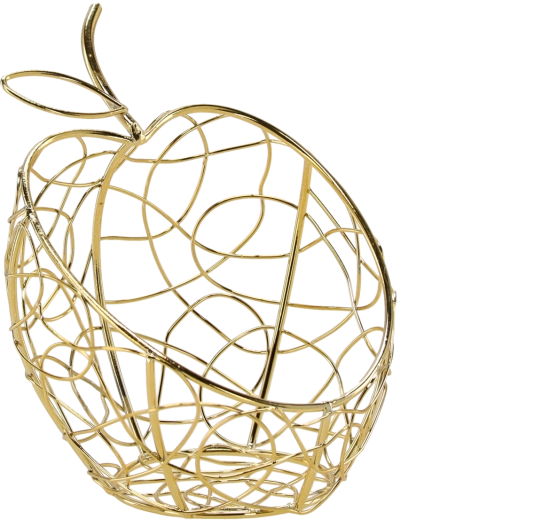 Zlatna metalna košarica u obliku jabuke