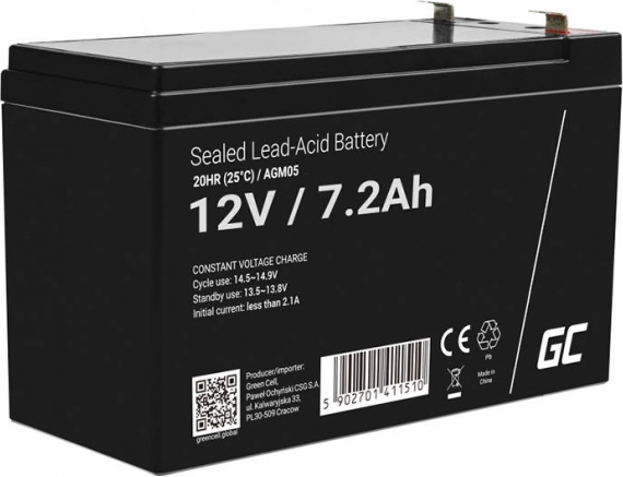 Punjiva AGM baterija 12 V 7,2 Ah za UPS i alarme GREEN CELL