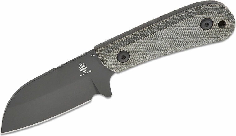 Kizer Deckhand Black fiksni nož 7,5 cm s crnim Stonewash završetkom i Micarta drškom, Kydex futrola