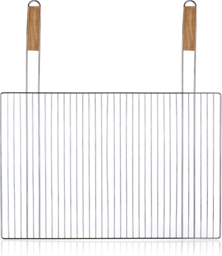 BBQ roštilj rešetka 60 × 40 cm s drvenim ručkama